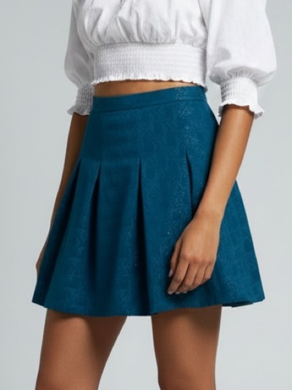 Kirna Zabete Peacock Blue Skater Skirt